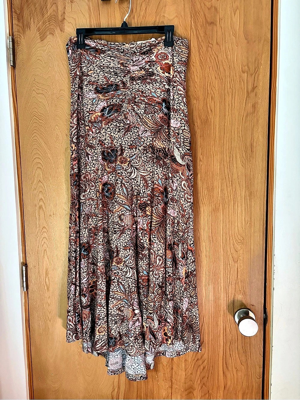 Ulla Johnson Paola Jersey Skirt Paisley Cotton Maxi Brown & Pink Size 4
